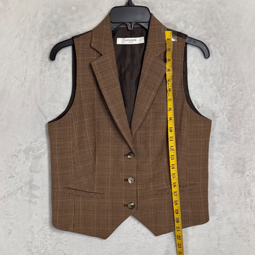 Liz Claiborne 90s Plaid‎ Vest Tailored Suit Waistcoat Size 6 Heritage Equestrian - Picture 10 of 15